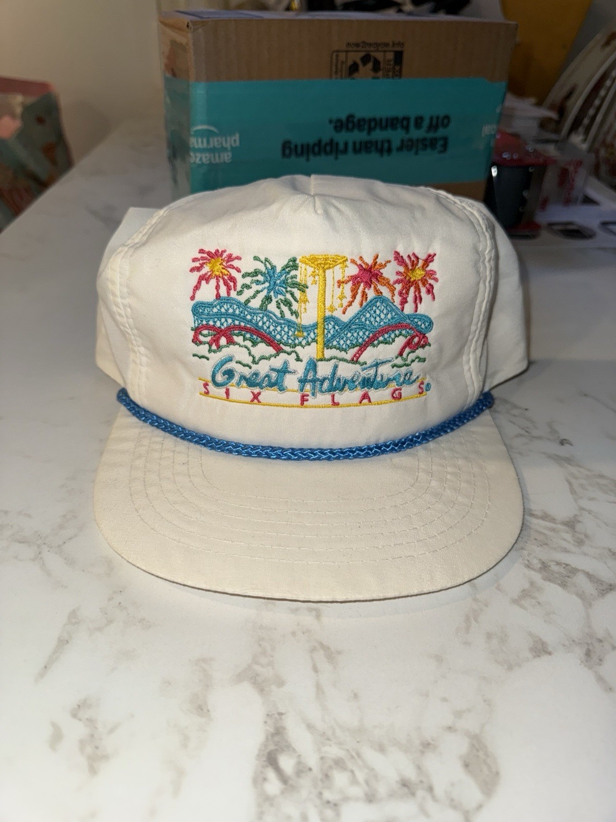 Vintage 80s Six Flags Great Adventure Bucket Hat Amusement Park Clean Retro Cap
