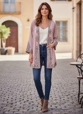 Soft Surroundings Crepe Beaded Open Jacket Blazer Sz Medium
