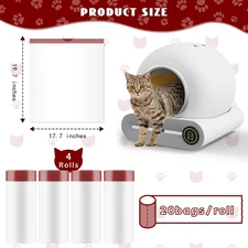 80 Count Self-Cleaning Litter Box Liners for MeoWant MW-SC01/MW-SC02, Extra-T...