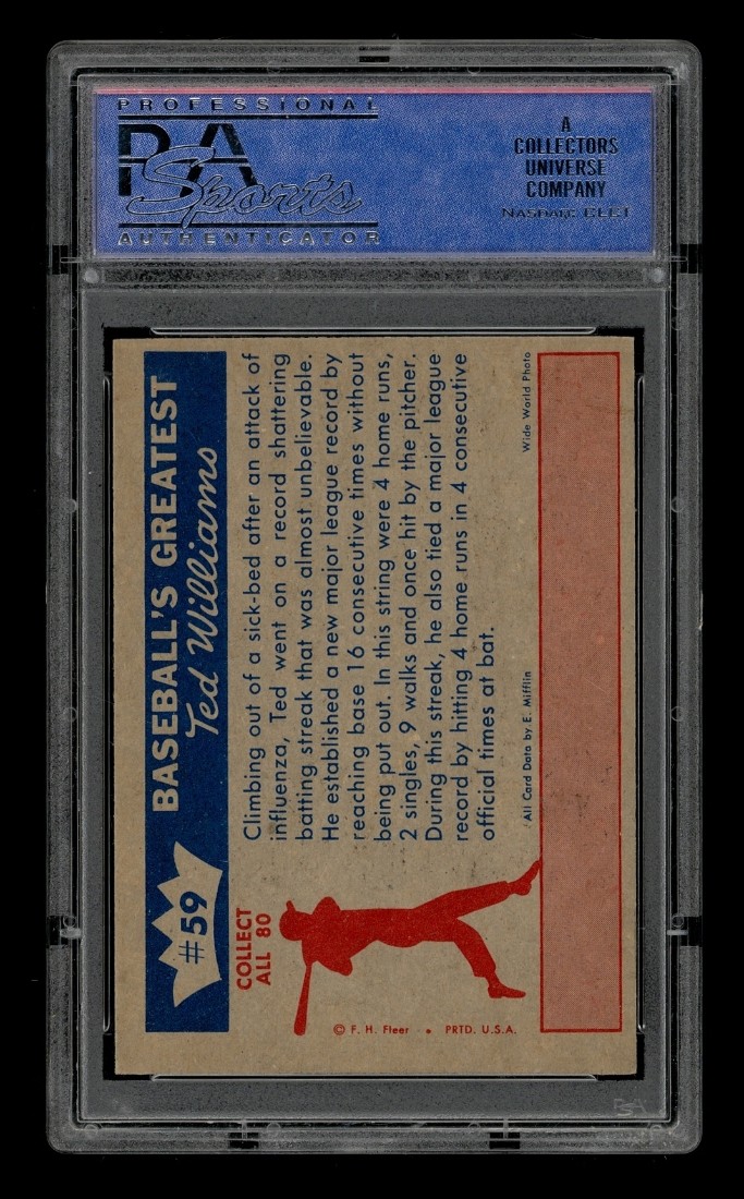1959 Fleer Ted Williams Set-Break # 59 1957-Hot September For Ted PSA 8 NM-MT view 2