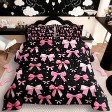 Watercolor Bow Kids Comforter Set Full Size Bow Bedding Set Dreamy Princess S...