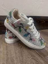 Betsey Johnson Girls Size 2 Christmas Light Rhinestone Sneakers Holiday Shoes