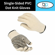 12 Pairs Tan Single Sided PVC Dot Knit Gloves Small Size for Womens Cotton Blend