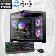 ARGB Desktop Computer Gaming PC i9 RTX5060 32GB RAM 1TB SSD Windows 11 WiFi6 New