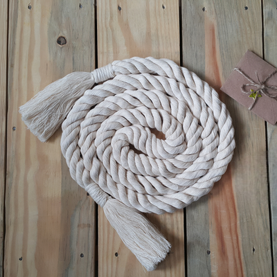 Nautical Rope Belt, Handmade Cream Tassel Macrame Thick  display picture 3