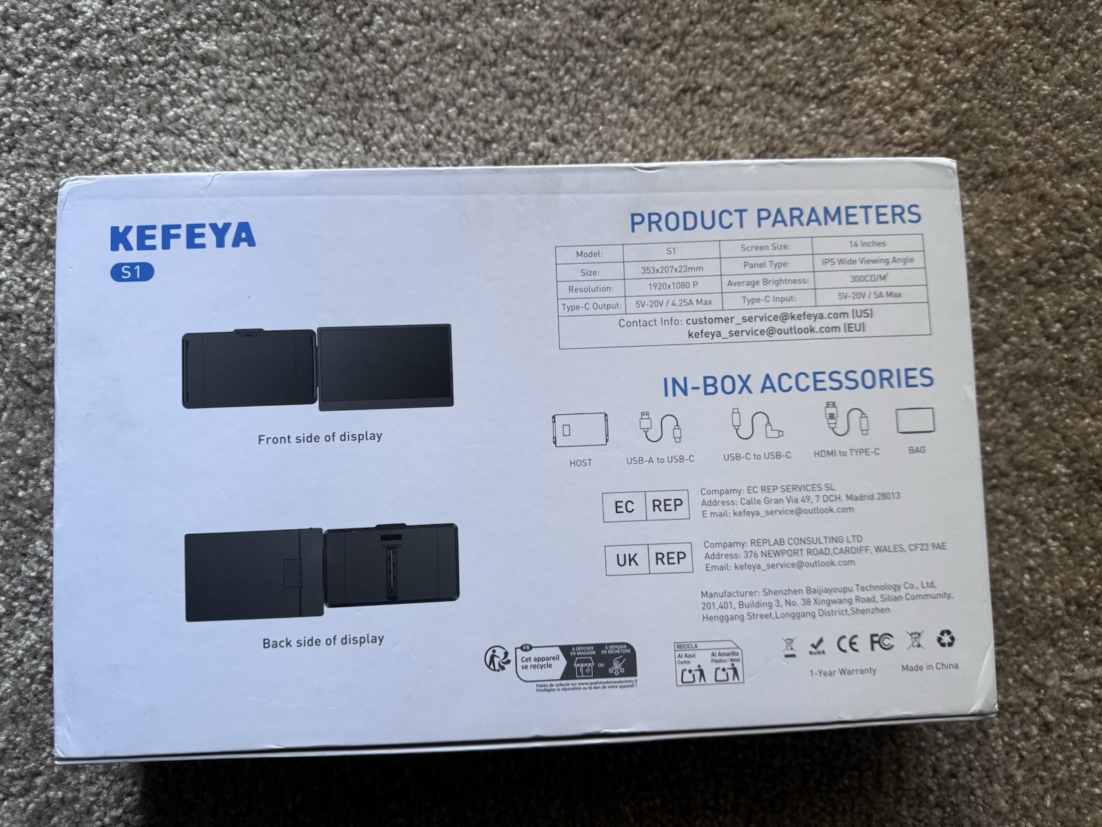 KEFEYA S1 14" Laptop Extender Monitor
