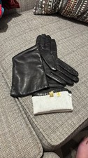 Vintage Italian Leather Gloves with Knit Lining - Size 8