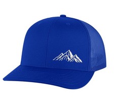 Mountain Snapback   Classic Trucker Hat with Embroidered Mountain Design