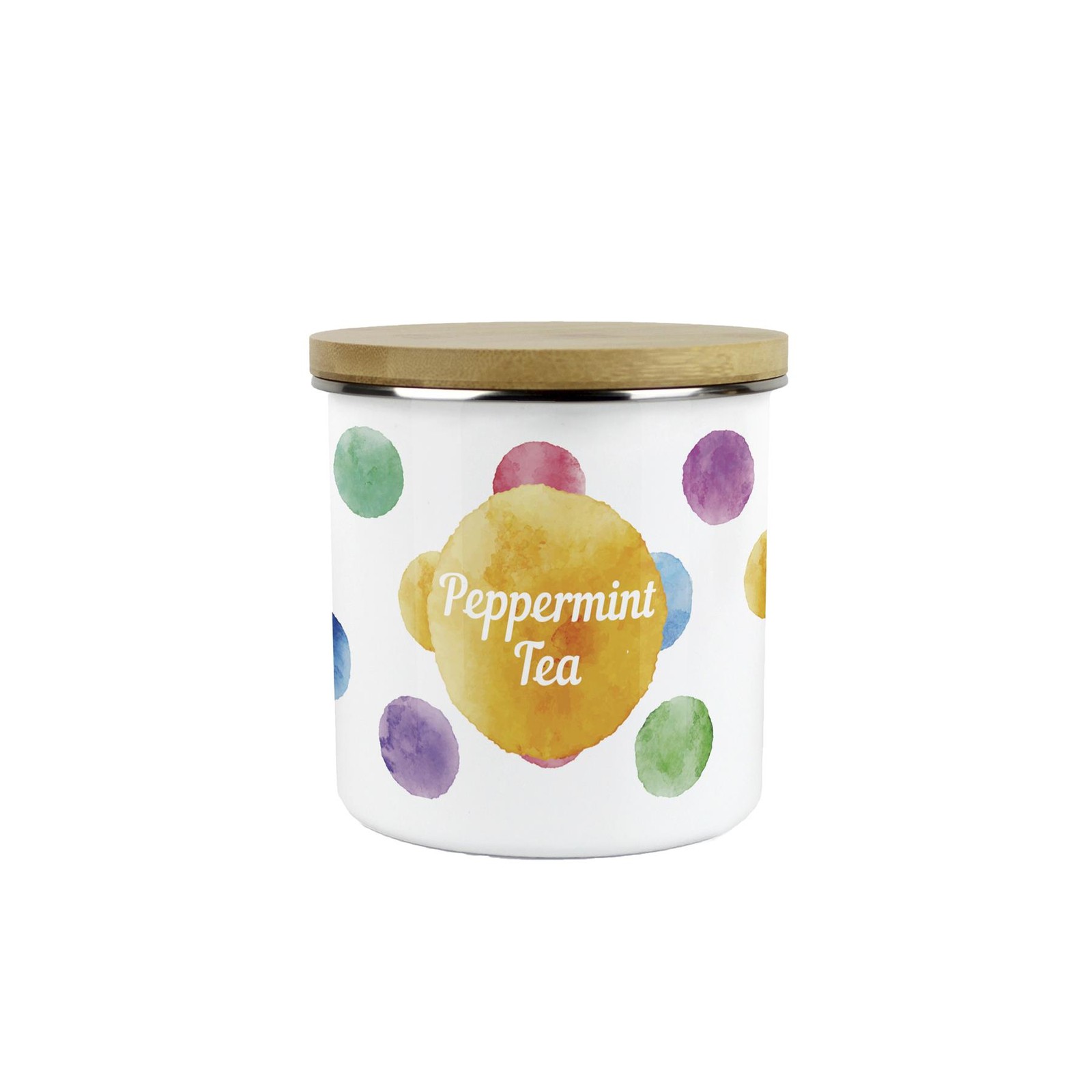 Multicolour Polka Dots Peppermint Tea Canister - Kitchen Storage Jar Gift