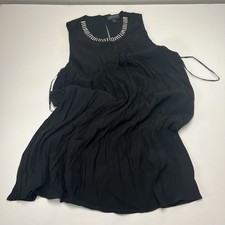 Forever 21 1X Dress Women’s Tank Black Diamond Studded Neckline Flare 100% Rayon