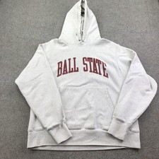 Ball State Cardinals Hoodie Mens Medium Gray NCAA College Champion Reverse Weave