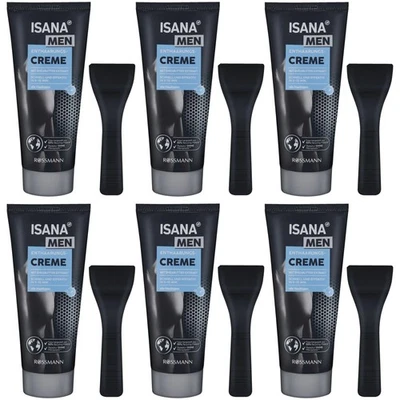 6 x 200 ml | Isana Men Enthaarungscreme für alle Hauttypen mit Sheabutter