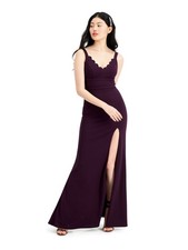 CITY STUDIO Womens Purple Lace-back Sleeveless Body Con Dress 1