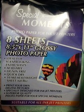 Special Moments Photo Paper for Ink Jet Printers 8 Sheets 8.5x11 Glossy AcidFree
