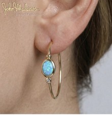 John Medeiros Blue Opal Oval Hoop Earrings