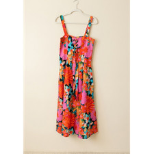 Mara Hoffman Floral Lace Up Midi Sundress 63% Tencel Linen Multicolor Size 4
