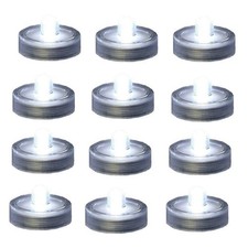 12 PCS Clear White LED Battery Flameless Tea Light Submersible Waterproof Vase