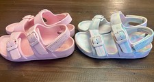 2 Pairs Sandals Lot Girl s Cat Jack Double Buckle EVA Pink Multi Size 11