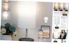  3-Color Temperature Bedside Lamp Nightstand Lamp with USB A Port and C White