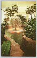 Vintage Fountain and Pool Photochrome Postcard Grand Central Mall WV