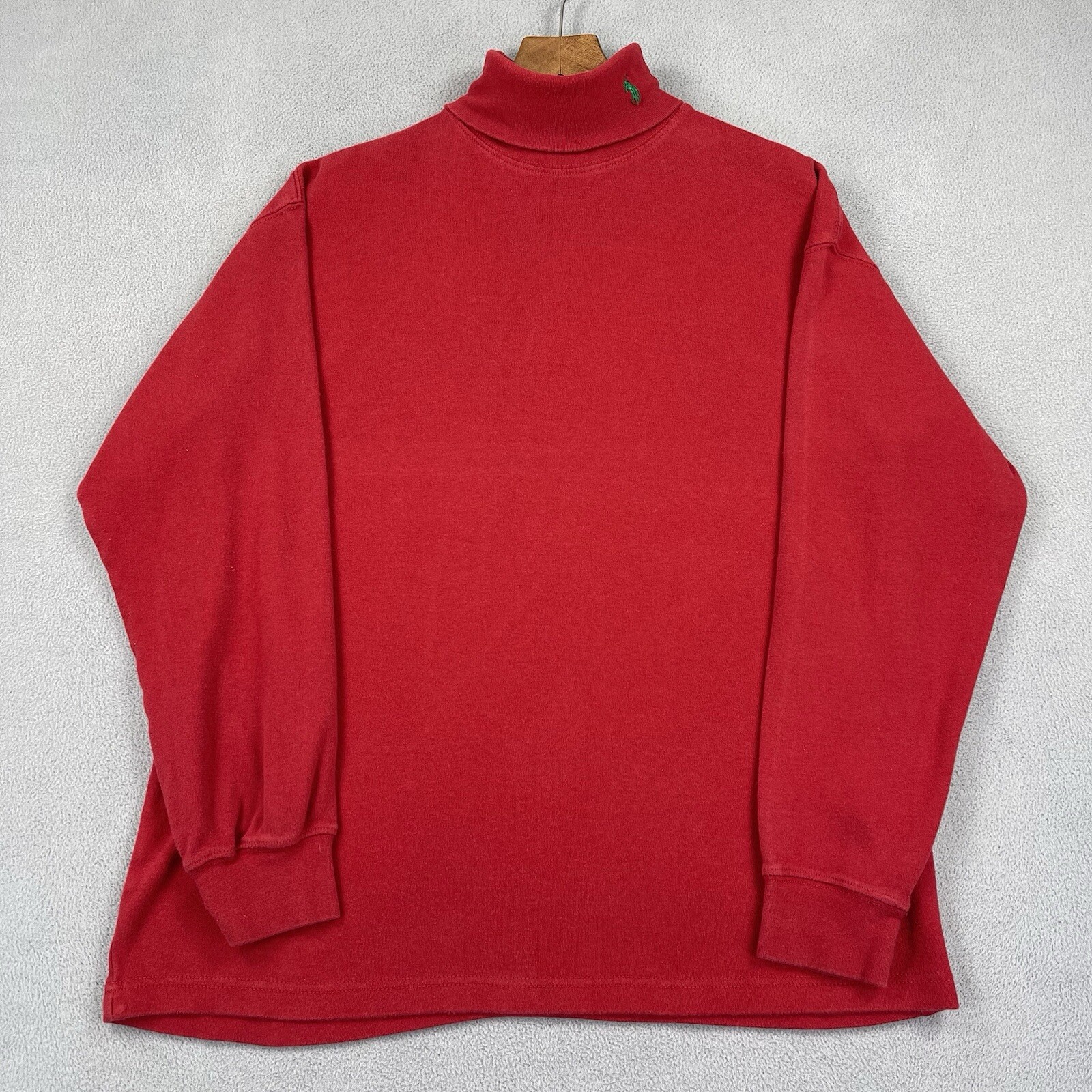 Polo Ralph Lauren camicia uomo XL rosso tinta unita pony cotone manica lunga anni 90 classica