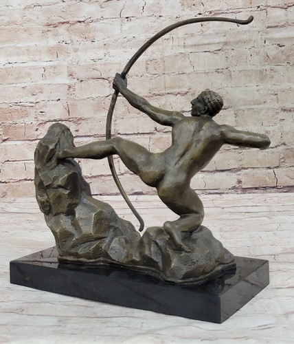 Escultura de bronce Herackles Archer de Juno Art Deco artesanal figura de mármol arte - Imagen 6 de 10