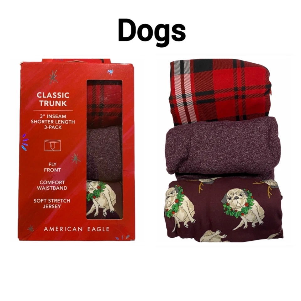 NUEVO CON ETIQUETAS AMERICAN EAGLE Paquete de 3 Ropa Interior Baúl Clásica 3" Entrepierna Talla XS-S-M-L-XL #51 Foto 3 de 4