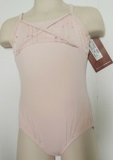 Mirella M276C Dance Ballet Pink Camisole Leotard Sequin Stripe Shaped Front
