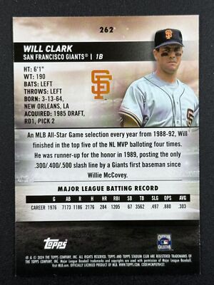 WILL CLARK 2024 Topps Stadium Club #262 San Francisco Giants | eBay
