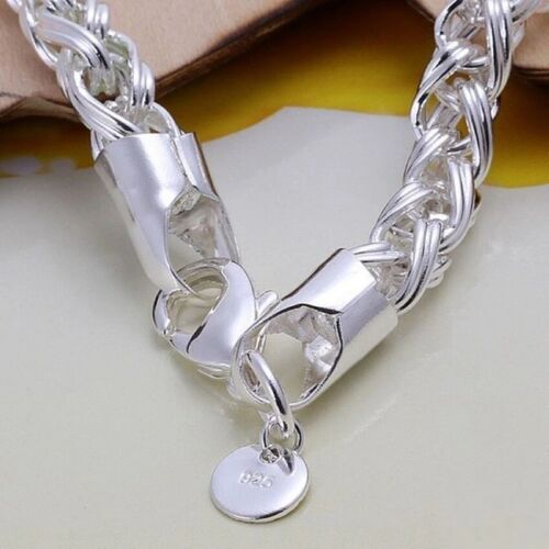925 Sterling Silver Vintage Elegant Chain Bracelet Stylish Unique Trendy Bangle - Picture 3 of 4