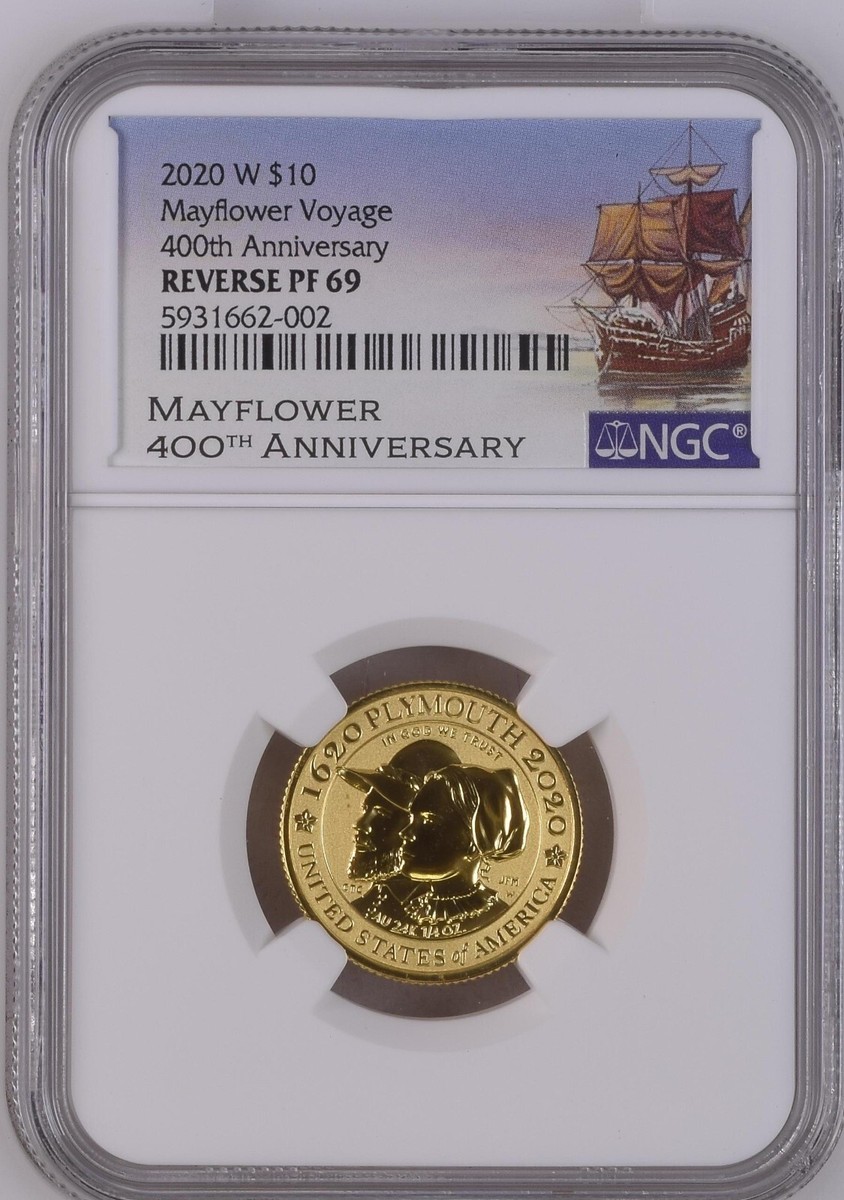 PF69 Mayflower 400th Anniversary Gold Reverse Proof rare