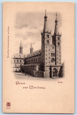 #ad Bavaria Germany Postcard Greetings from Wurzburg Church c1905 Unposted $12.99