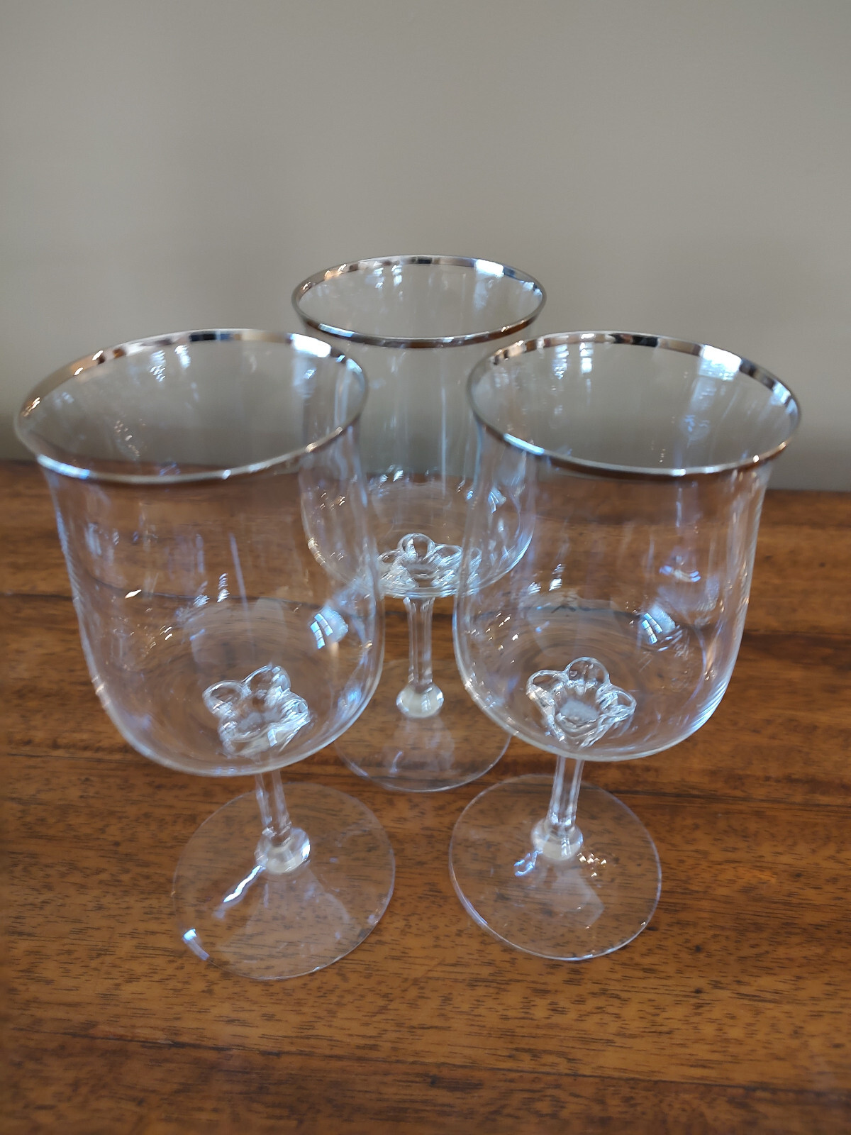 Set of 3 Lenox Desire Water Goblets Wine Glasses Platinum Trim 7 1/8 Inches eBay