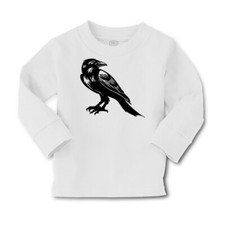 Kids Long Sleeve T Shirt Halloween Crow Black Cotton Girls  Boys Clothes