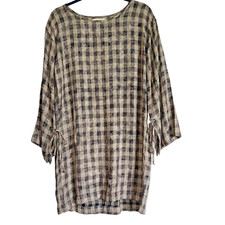 Grunge 90's Boho Bell Sleeves Gingham Bella Dahl Sz S T-Shirt Dress Pullover