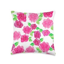 Coquette Aesthetic Pink Rose Grandmillennial Floral Pattern Throw Pillow 16x1...