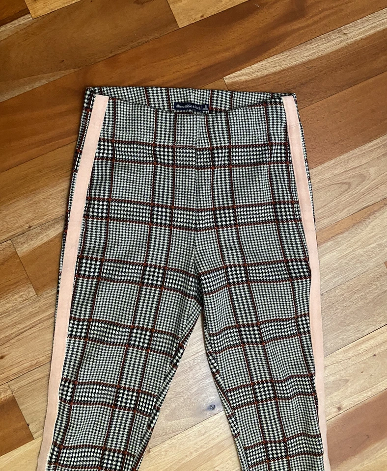Leggings Abercrombie & Fitch tiro alto ELASTIZADOS rosa ribete a cuadros/rayas talla S Foto 2 de 4