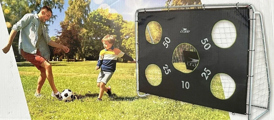 Crane Großes stabiles Fußballtor mit Netz und Torwand, Tor 240 x 170 x 85 cm