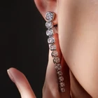 White gold 925 silver made with SWAROVSKI crystal stud dangle long earrings