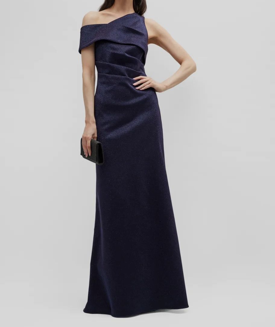 aidan mattox asymmetrical dress asymmetrical one shoulder dress Aidan Mattox One-shoulder Draped Satin Midi Dress