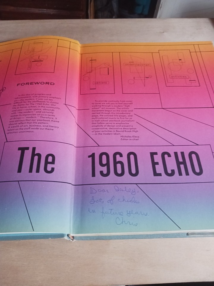 1960 BOUND BROOK HIGH SCHOOL YEARBOOK ANNUAL NJ NEW JERSEY Signed by