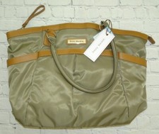 Perry Mackin Harper Olive Nylon w/ Leather Trim Diaper Bag 176 Retail