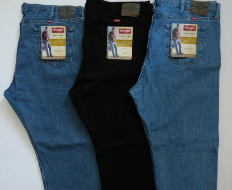 Noroeste Sensación Noticias de última hora Mens Wrangler 5 Star Relaxed Fit Jeans Premium Denim | eBay