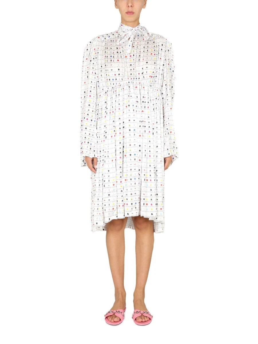 Sciarpa oversize donna BALENCIAGA taglia 4 midi bianca multi abito. Vendita al dettaglio: $3549