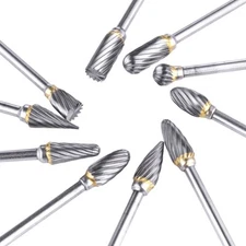 10x 1/4 Tungsten Steel Carbide Rotary Tool Burr Die Grinder Shank Bit Double➢Cut