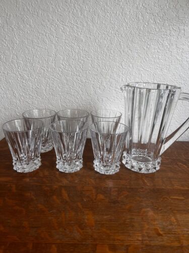 ROSENTHAL GERMANY CLEAR LEAD CRYSTAL PITCHER AND 6 DOUBLE OLD FASHIONED GLASSES - Picture 2 of 10