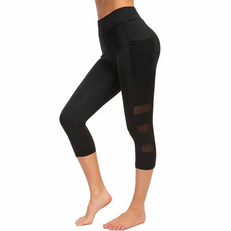Mujeres Cintura Alta Ropa Activa Yoga Capri Bolsillos Elastizados Leggings Foto 2 de 4