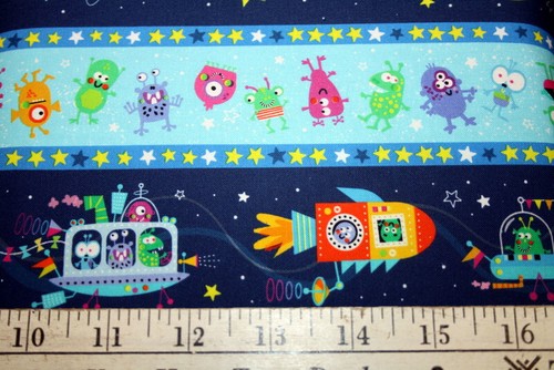 SPACE MONSTERS STRIPE FROM MICHAEL MILLER - 100% COTTON FABRIC - Picture 8 of 9