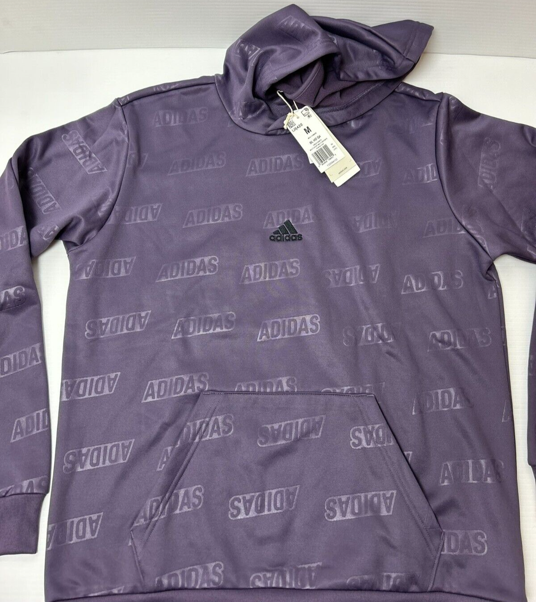 Adidas Men's Size M Embossed Polar Fleece Hoodie Sweatshirt Adidas Men's Size M Embossed Polar Fleece Hoodie Sweatshirt