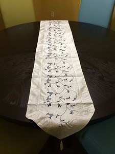 Floral Flower Berry Blue Rose Embroidered Table Runner Dresser